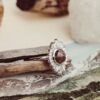 925 Sterling Silver rustic diamond ring with gold plating