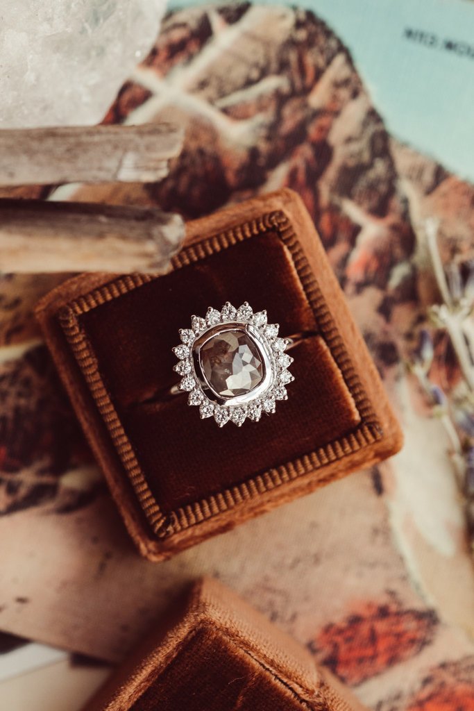 925 Sterling Silver Rustic Diamond Ring