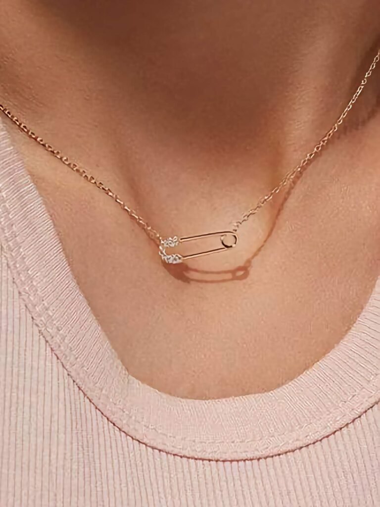 925 Sterling Silver Safety Pin Necklace