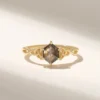 Salt and pepper style engagement ring with hexagon shape