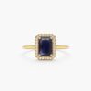 925 Sterling Silver Sapphire and Diamond Engagement Ring