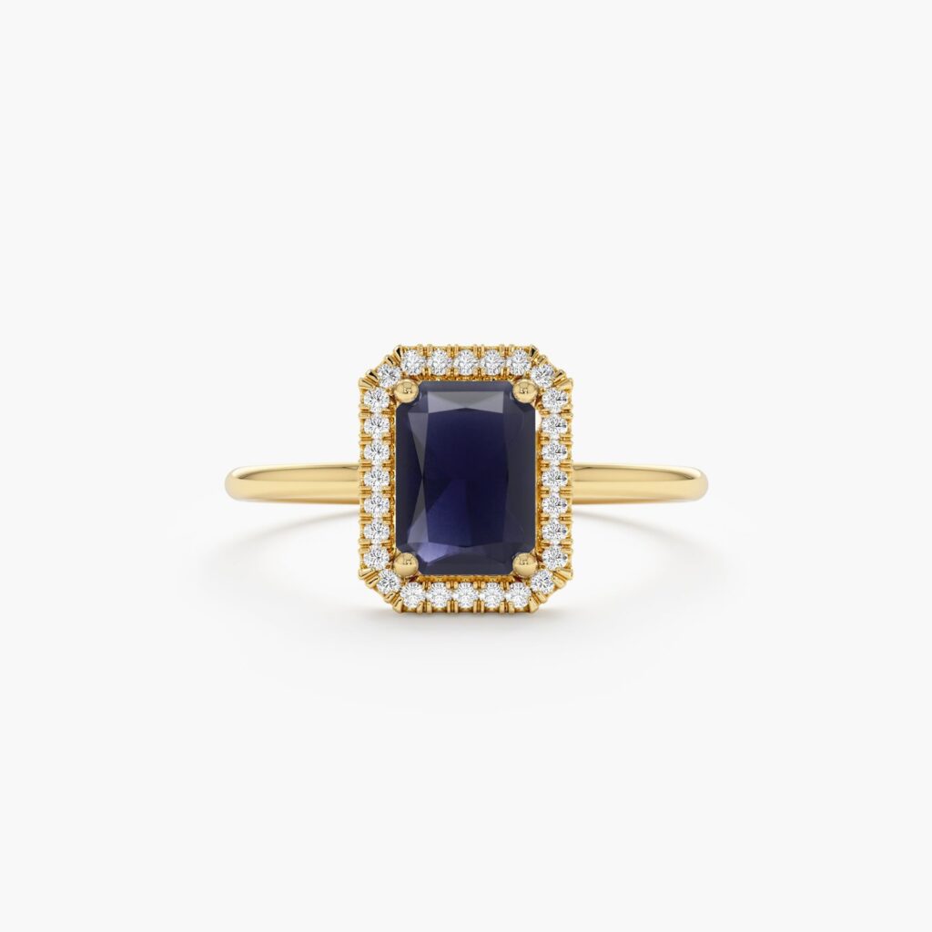 925 Sterling Silver Sapphire and Diamond Engagement Ring