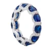 925 Sterling Silver Sapphire and Diamond Eternity Band Ring