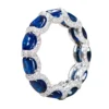 925 Sterling Silver Sapphire and Diamond Eternity Band Ring - Image 3