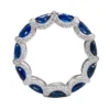 925 Sterling Silver Sapphire and Diamond Eternity Band Ring - Image 4