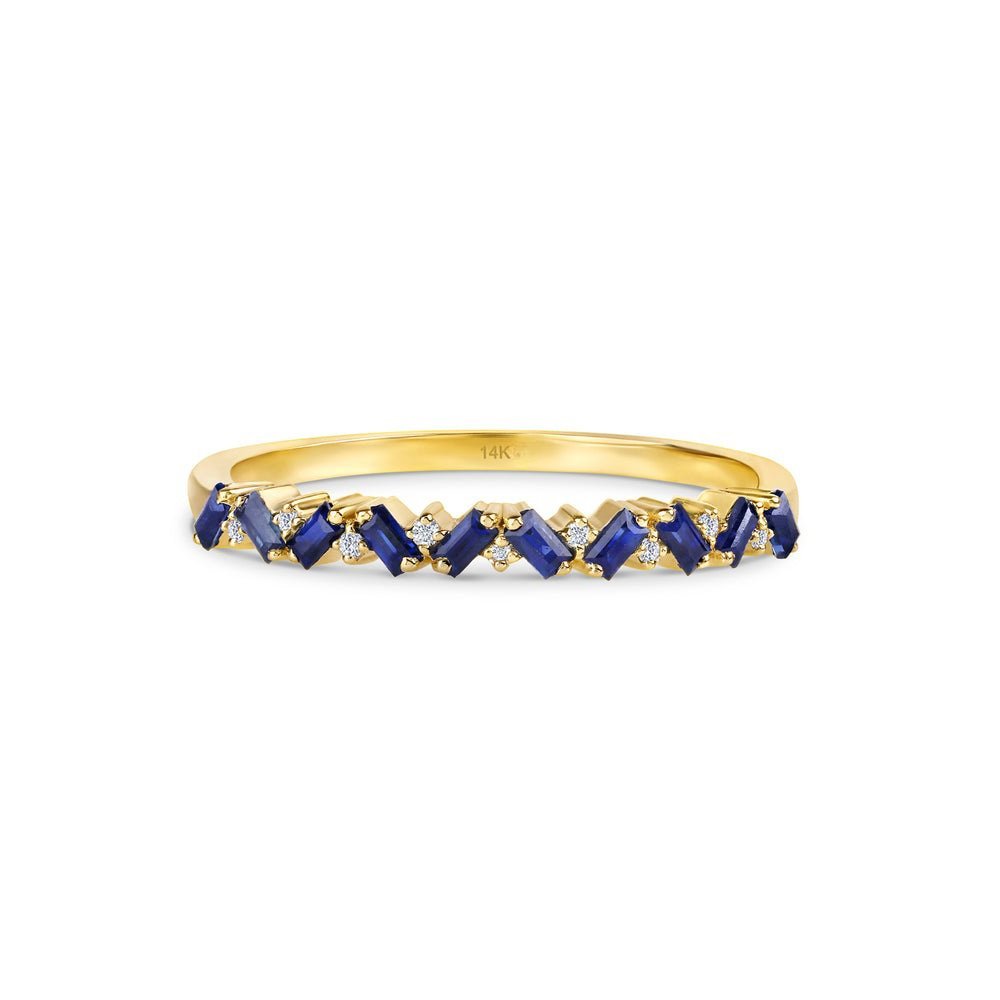 925 Sterling Silver Sapphire and Diamond Garland Ring