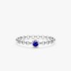 925 Sterling Silver Sapphire Chain Ring - Image 4