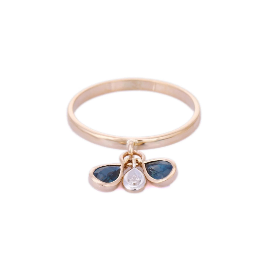 925 Sterling Silver Sapphire & Diamond Ring