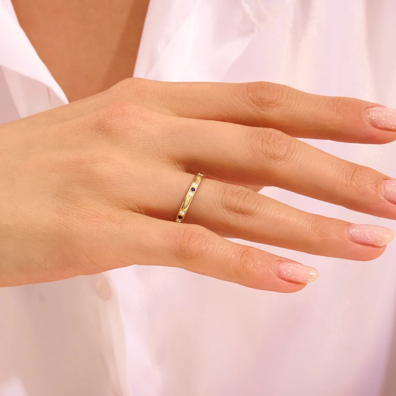 925 Sterling Silver Sapphire Diamond Ring