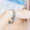 925 Sterling Silver Sapphire & Diamond Sleek Bracelet - Image 4