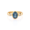 925 Sterling Silver Sapphire & Diamond Three Stone Ring