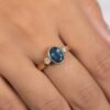 925 Sterling Silver Sapphire & Diamond Three Stone Ring - Image 2