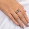 925 Sterling Silver Sapphire & Diamond Three Stone Ring - Image 4