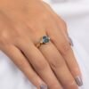925 Sterling Silver Sapphire & Diamond Three Stone Ring - Image 6
