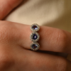 925 Sterling Silver Sapphire & Diamond Trinity Ring - Image 2