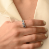 925 Sterling Silver Sapphire & Diamond Trinity Ring - Image 6