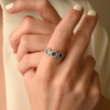 925 Sterling Silver Sapphire & Diamond Trinity Ring - Image 8