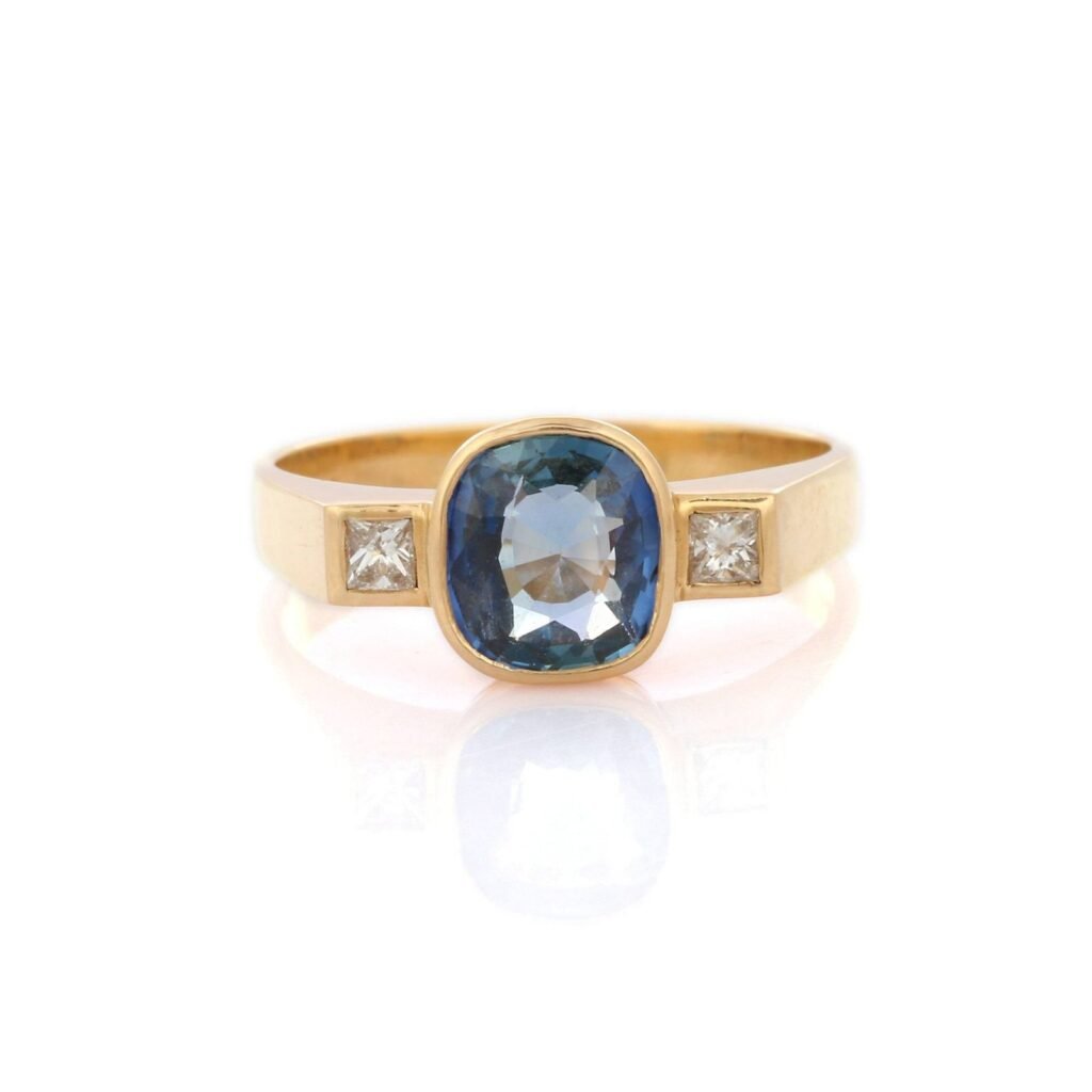 925 Sterling Silver Sapphire & Diamond Wedding Ring