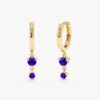925 Sterling Silver Sapphire Drop Huggies