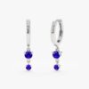 925 Sterling Silver Sapphire Drop Huggies - Image 6