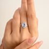 925 Sterling Silver Sapphire Halo Diamond Ring - Image 2