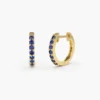 925 Sterling Silver Sapphire Heggie Hoop Earrings