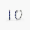 925 Sterling Silver Sapphire Heggie Hoop Earrings - Image 3