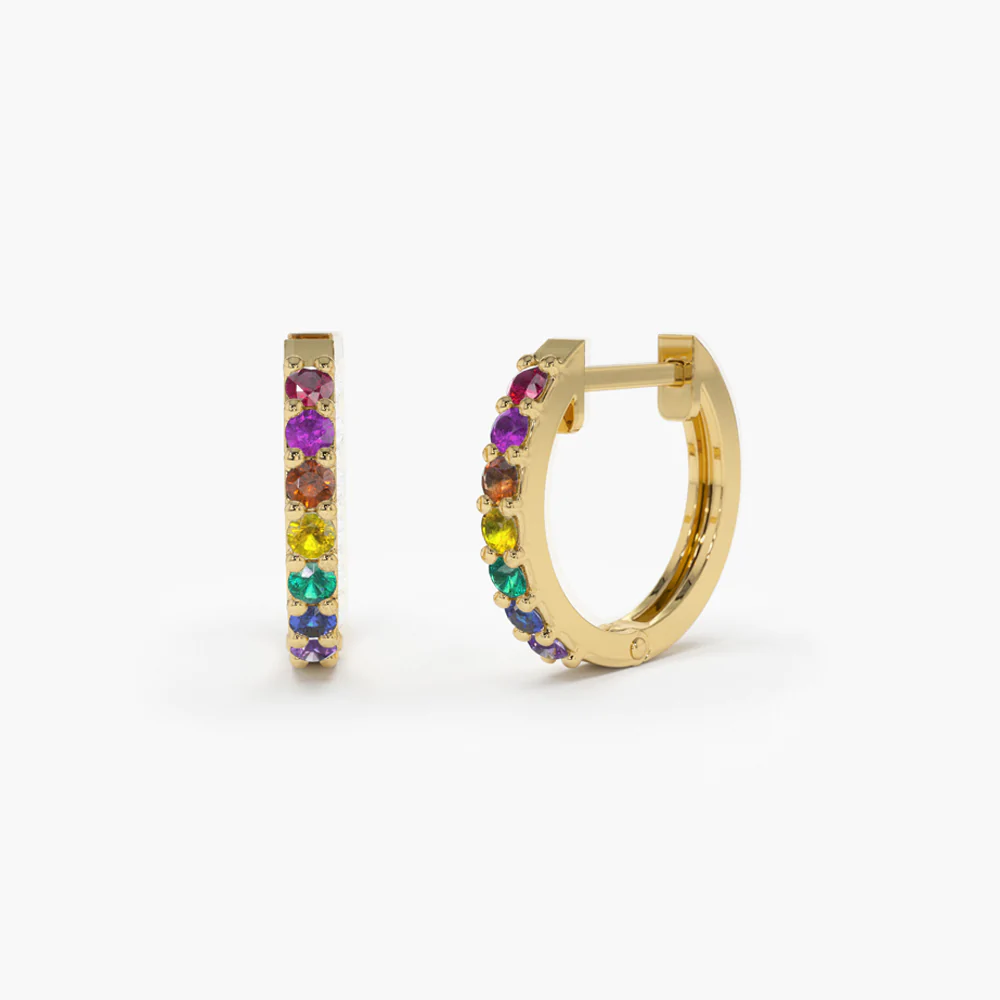 925 Sterling Silver sapphire huggies earrings