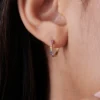 Sapphire stone huggies earrings in 925 Sterling Silver