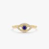 925 Sterling Silver Sapphire & Pave- Diamond Evil Eye Ring