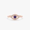 925 Sterling Silver Sapphire & Pave- Diamond Evil Eye Ring - Image 2
