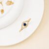 925 Sterling Silver Sapphire & Pave- Diamond Evil Eye Ring - Image 6