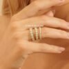 925 Sterling Silver Set of 3 Diamond Honeycomb Ring
