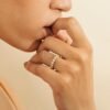 925 Sterling Silver Set of 3 Diamond Honeycomb Ring - Image 4