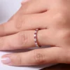 925 Sterling Silver Shared Prong Ruby & Diamond Wedding Ring