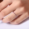 925 Sterling Silver Shared Prong Ruby & Diamond Wedding Ring - Image 2