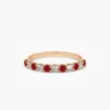925 Sterling Silver Shared Prong Ruby & Diamond Wedding Ring - Image 4