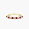 925 Sterling Silver Shared Prong Ruby & Diamond Wedding Ring - Image 5