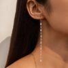 925 Sterling Silver Shoulder Baguette Diamond Duster Dangle Earrings - Image 2
