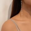 925 Sterling Silver Shoulder Baguette Diamond Duster Dangle Earrings - Image 4