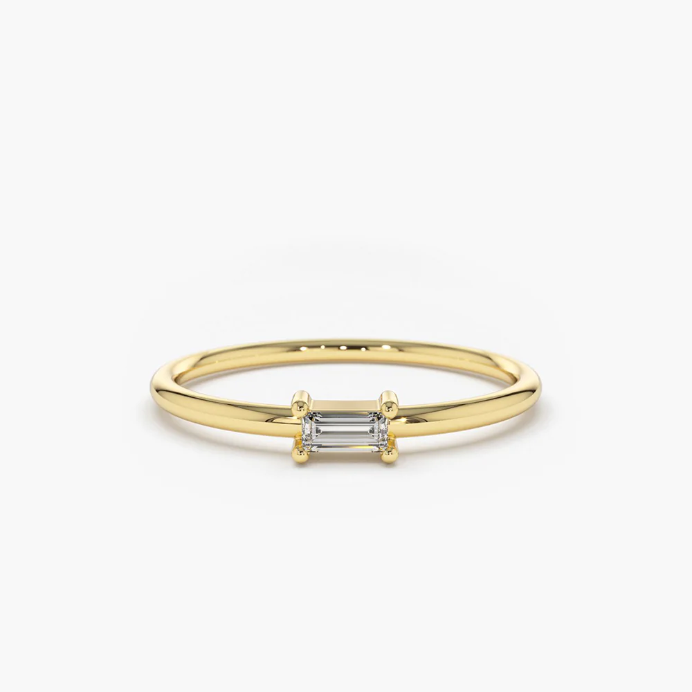 925 Sterling Silver Single Baguette Diamond Ring