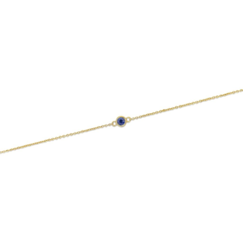 925 Sterling Silver Single Blue Sapphire Bezel Bracelet