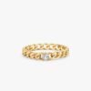 925 Sterling Silver Single Diamond Cuban Chain Ring