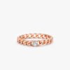 925 Sterling Silver Single Diamond Cuban Chain Ring - Image 2