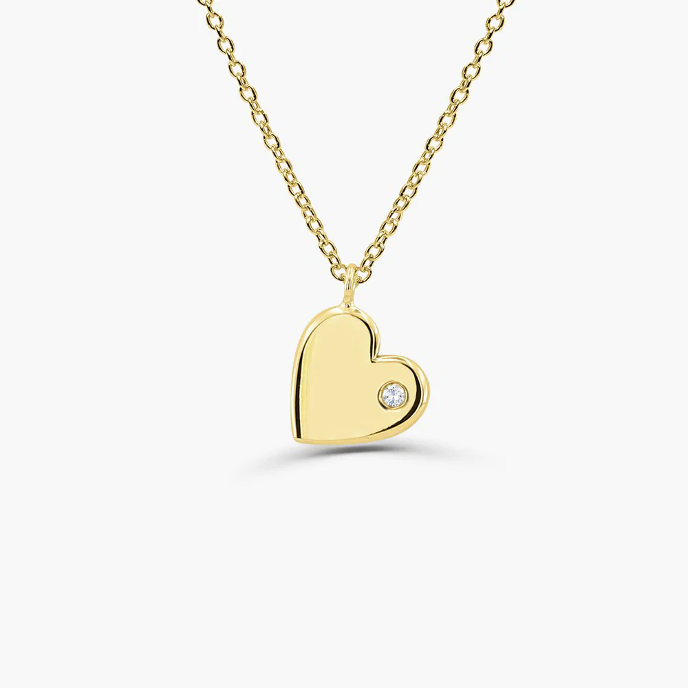 925 Sterling Silver Single Diamond Heart Necklace
