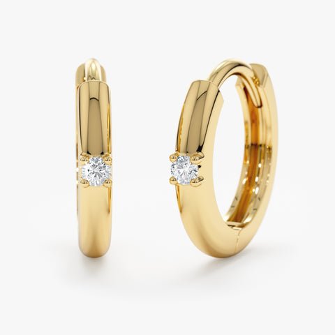 925 Sterling Silver Single Diamond Huggies