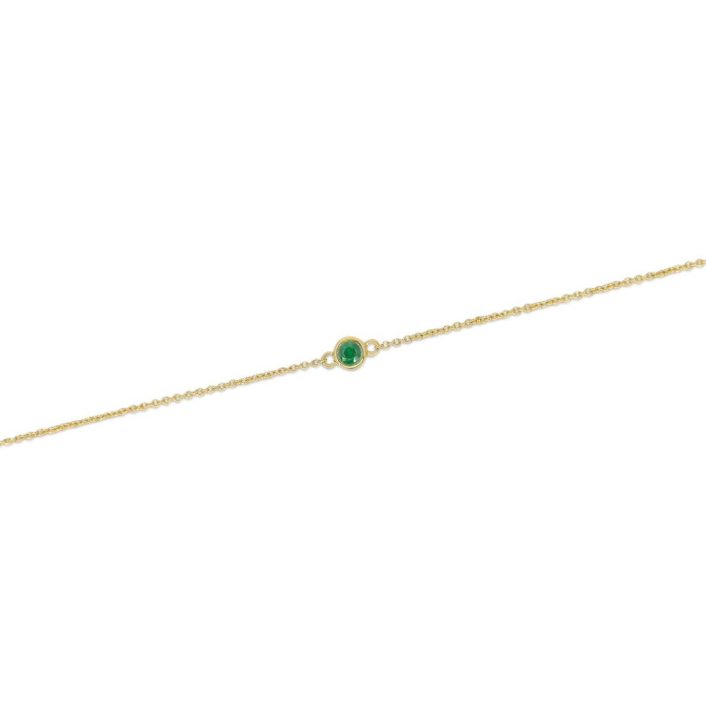 925 Sterling Silver Single Emerald Bezel Bracelet