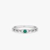 925 Sterling Silver Single Emerald Chain Ring - Image 3