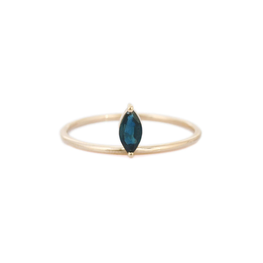 925 Sterling Silver Single Floating Marquise Sapphire Ring