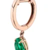 Gold-plated single huggie earring with green drop detail